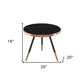 20" Black and Gold Faux Marble And Metal Round Coffee Table