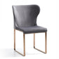 Gray and Gold Upholstered Fabric Wing Back Dining Side Chair