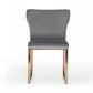 Gray and Gold Upholstered Fabric Wing Back Dining Side Chair