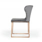 Gray and Gold Upholstered Fabric Wing Back Dining Side Chair