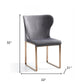 Gray and Gold Upholstered Fabric Wing Back Dining Side Chair