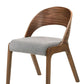 Set of Two Gray and Brown Upholstered Fabric Curved Back Dining Side Chairs