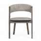 Set of Two Gray and Brown Upholstered Fabric Dining Arm Chairs