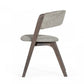 Set of Two Gray and Brown Upholstered Fabric Dining Arm Chairs