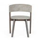 Set of Two Gray and Brown Upholstered Fabric Dining Arm Chairs