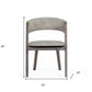 Set of Two Gray and Brown Upholstered Fabric Dining Arm Chairs