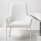 White and Silver Upholstered Faux Leather Dining Arm Chair