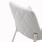 White and Silver Upholstered Faux Leather Dining Arm Chair