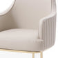 Gray and Gold Upholstered Fabric Dining Arm Chair