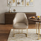 Gray and Gold Upholstered Fabric Dining Arm Chair