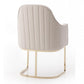 Gray and Gold Upholstered Fabric Dining Arm Chair
