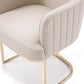Gray and Gold Upholstered Fabric Dining Arm Chair