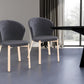 Set of Two Black and Champagne Upholstered Velvet Wing Back Dining Side Chairs