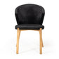 Set of Two Black and Champagne Upholstered Velvet Wing Back Dining Side Chairs