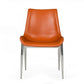 Set of Two Terra Cotta and Silver Upholstered Faux Leather Wing Back Dining Side Chairs