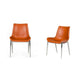 Set of Two Terra Cotta and Silver Upholstered Faux Leather Wing Back Dining Side Chairs