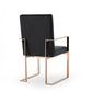 Black and Gold Upholstered Fabric Dining Arm Chair