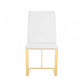 White and Gold Upholstered Faux Leather Dining Side Chair