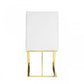 White and Gold Upholstered Faux Leather Dining Side Chair