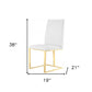 White and Gold Upholstered Faux Leather Dining Side Chair