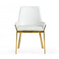 White and Gold Upholstered Faux Leather Dining Arm Chair