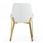White and Gold Upholstered Faux Leather Dining Arm Chair