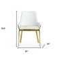 White and Gold Upholstered Faux Leather Dining Arm Chair