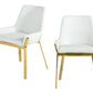 White and Gold Upholstered Faux Leather Dining Arm Chair