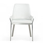White and Silver Upholstered Faux Leather Dining Arm Chair
