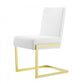Set of Two White and Gold Upholstered Faux Leather Dining Side Chairs