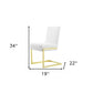 Set of Two White and Gold Upholstered Faux Leather Dining Side Chairs