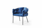 Blue and Black Upholstered Fabric Dining Arm Chair