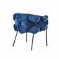Blue and Black Upholstered Fabric Dining Arm Chair