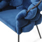Blue and Black Upholstered Fabric Dining Arm Chair