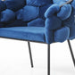 Blue and Black Upholstered Fabric Dining Arm Chair