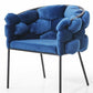 Blue and Black Upholstered Fabric Dining Arm Chair