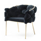 Black and Brass Upholstered Fabric Dining Arm Chair