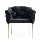 Black and Brass Upholstered Fabric Dining Arm Chair