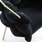 Black and Brass Upholstered Fabric Dining Arm Chair