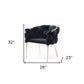 Black and Brass Upholstered Fabric Dining Arm Chair
