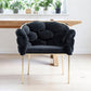 Black and Brass Upholstered Fabric Dining Arm Chair
