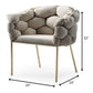 Tufted Gray And Brass Upholstered Velvet Dining Arm Chair