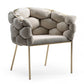 Tufted Gray And Brass Upholstered Velvet Dining Arm Chair
