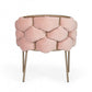 Pink and Brass Upholstered Fabric Dining Arm Chair