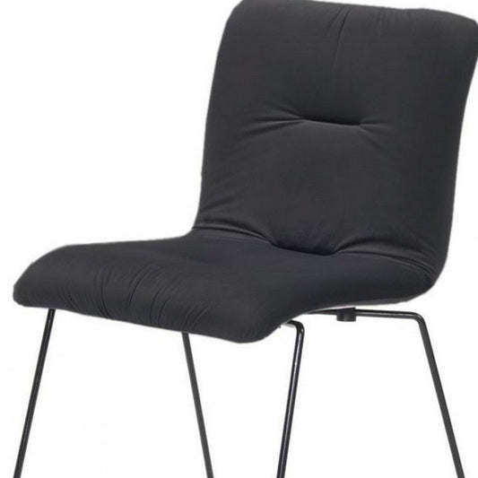 Set of Two Gray and Black Upholstered Fabric Dining Side Chairs