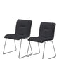 Set of Two Gray and Black Upholstered Fabric Dining Side Chairs