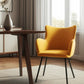 Yellow and Black Upholstered Velvet Wing Back Dining Arm Chair