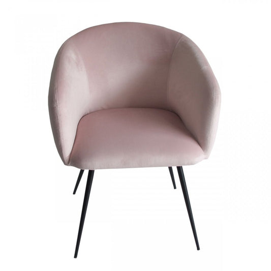 Pink and Black Upholstered Velvet Dining Arm Chair