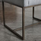Gray and Antiqued Brass Upholstered Fabric Dining Arm Chair