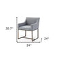Gray and Antiqued Brass Upholstered Fabric Dining Arm Chair